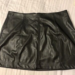 Black leather mini skirt